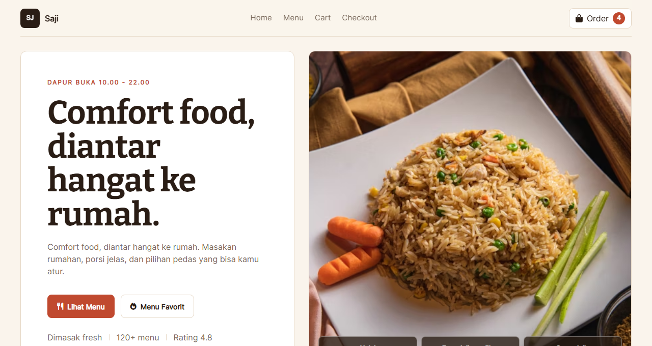 Preview tampilan template Saji