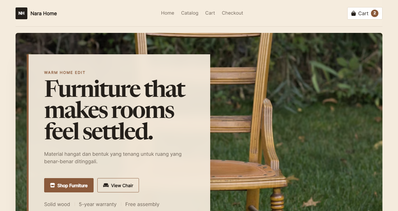 Preview tampilan template Furniture Warm